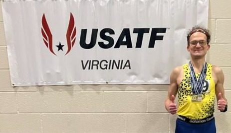 Alexey Wins 3 Gold & 2 Silver at Virginia Champs
Alexey Popov completed his race "Pentathlon" with 5 medals and a new team record in the M40-44 1500m run.
400m - 1:15.64 - 2nd
800m - 2:49.97 - 2nd
1500m - 5:33.32 - 1st
1500m RW - 9:07.10 - 1st
3000m RW - 18:56.97 - 1st