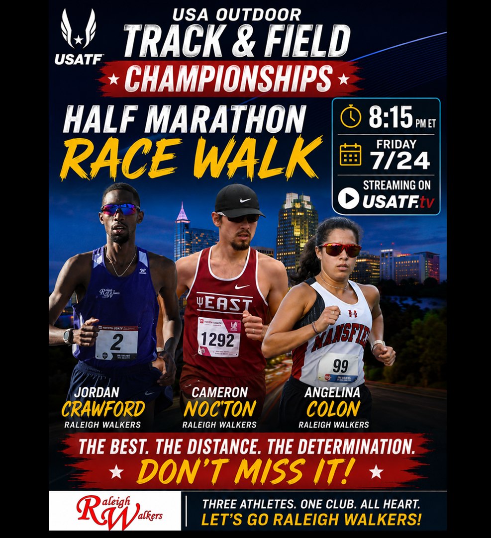 Cheer for your favorite Raleigh Walkers as they take on the best in the nation at the 2026 USA Outdoor Championships!