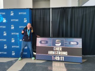 Armstrong sets new Half Marathon best
Cher Armstrong covered the Syracuse Half Marathon in 1:49:11, a new PR and team record, besting her 1:57:08 from 2022. She finished 21st in the 35-39 age group, was the 142nd woman and 467th of 2206 finishers.