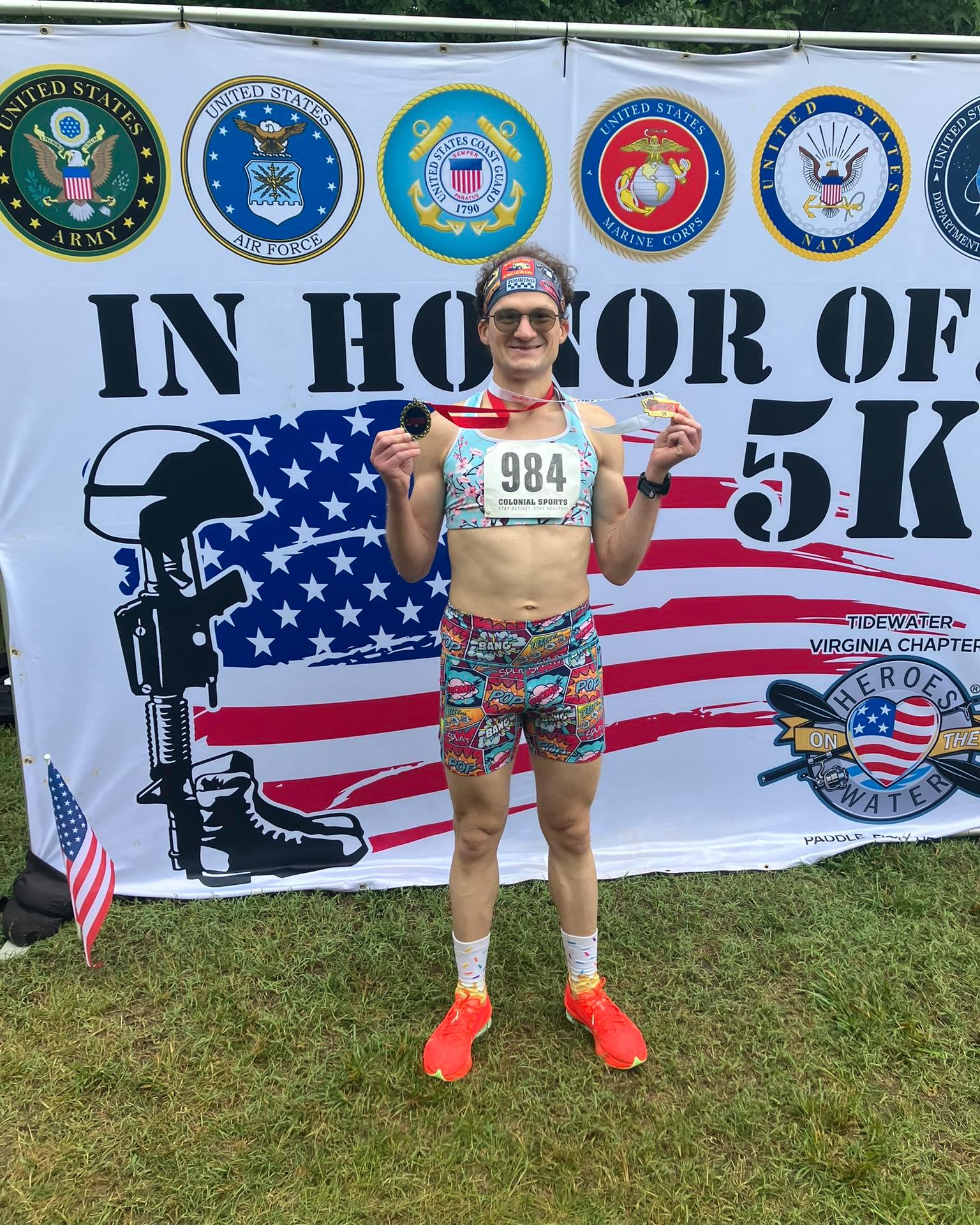 In Honor Of ... Alexey!
Alexey grabbed another silver medal in a local event, finishing in 20:24 at the In Honor of 5 km in Williamsburg, VA. His performance was first in the M 40-49 age division.