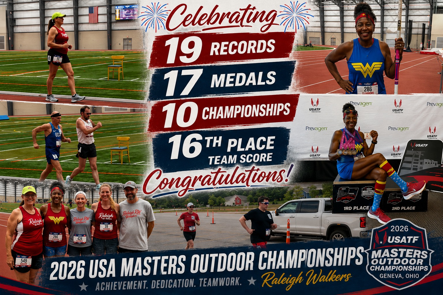 Our 6 athletes competing over 2 days did amazing things at the 2026 USA Masters Outdoor Championships. See the full breakdown in our meet tracker at www.raleighwalkers.com